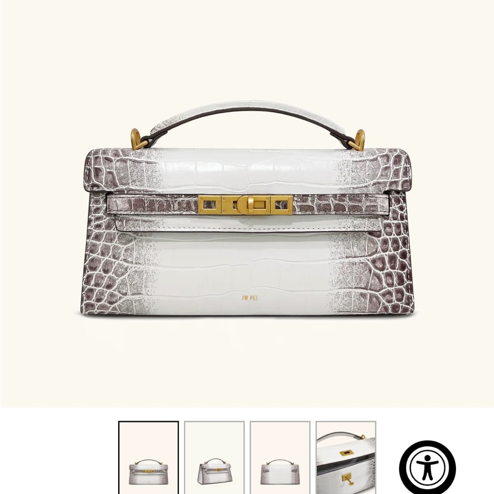 NWOT JW PEI White and Brown Croc-Embossed Satchel
